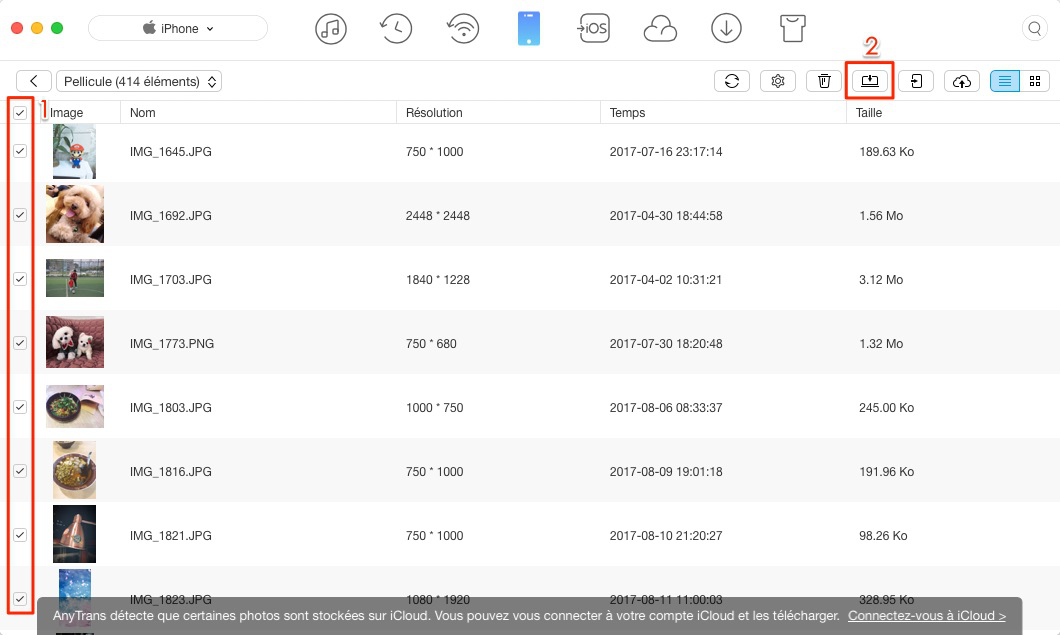 Exporter de photos de l'iPhone 7 vers Mac avec AnyTrans pour iOS - étape 3