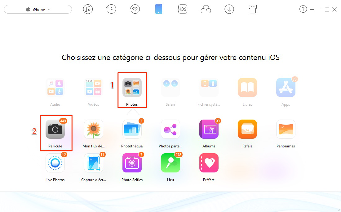 Transfert de photos iPhone 6 vers PC d’un coup – étape 2