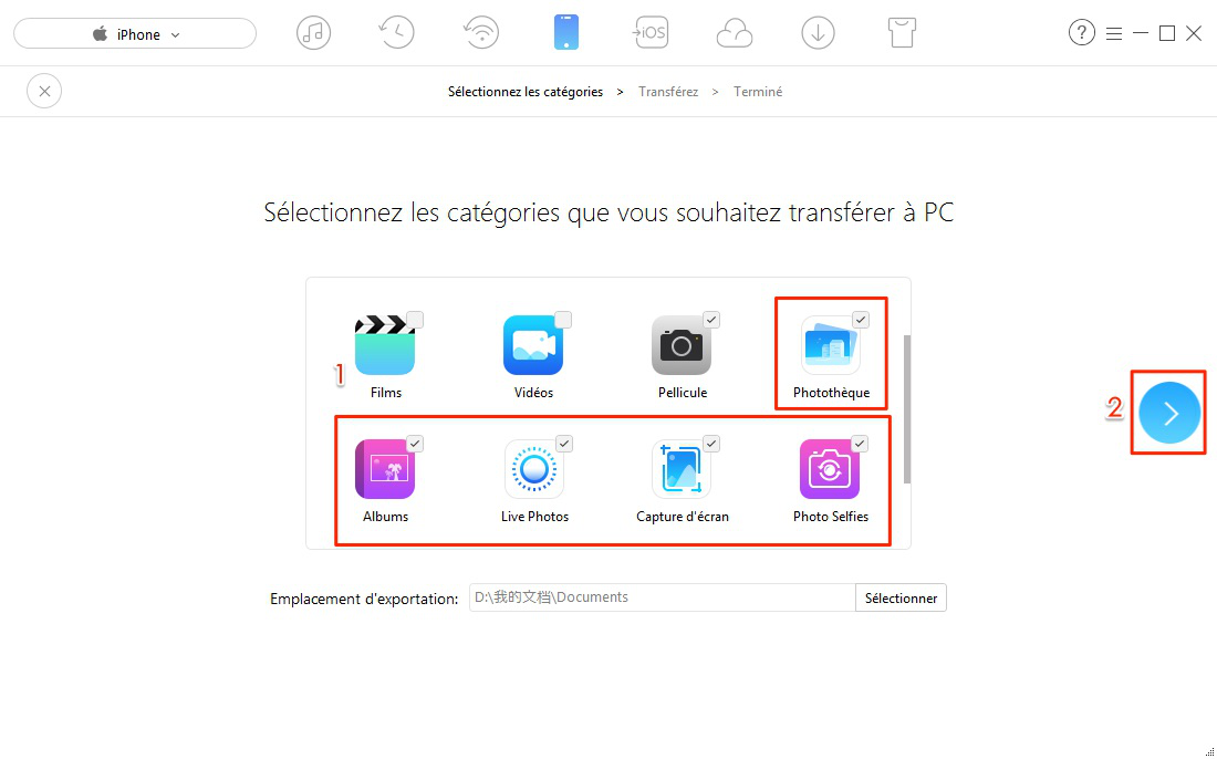 Transférer toutes les photos iPhone 6 vers PC – étape 3