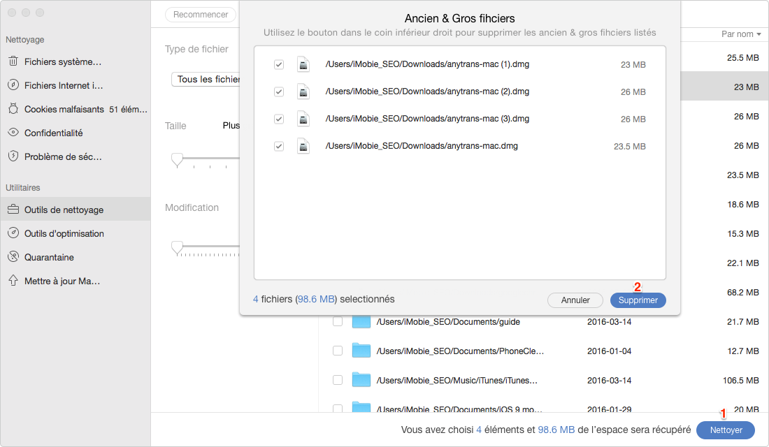 Trouver des geos fichiers sur Mac avec MacClean - étape 3