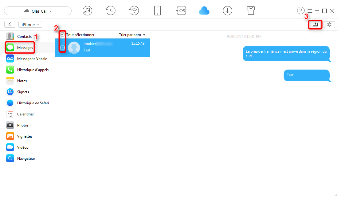 Comment voir les messages texte sur iCloud avec AnyTrans pour iOS – étape 4