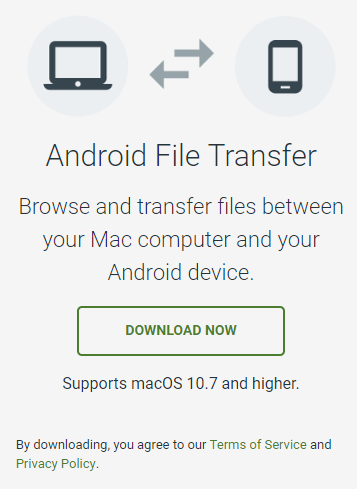 Ouvrez navigateur web et téléchargez Android File Transfer