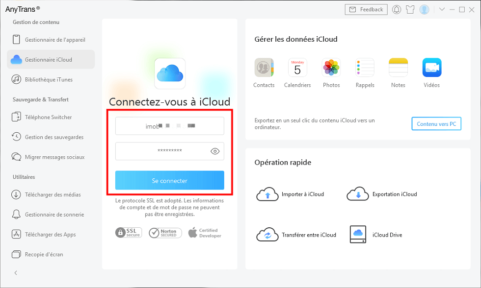 Connectez-vous à iCloud