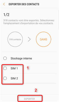 Copier les contacts iPhone sur la carte SIM- étape 3