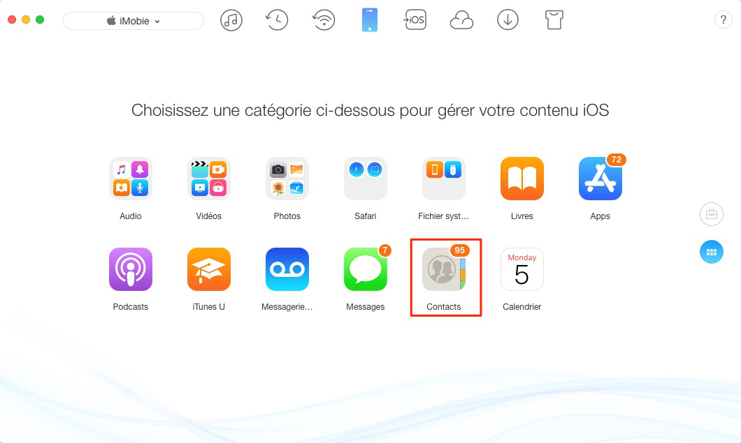 Sauvegarder des contacts iPhone sur Mac - étape 2