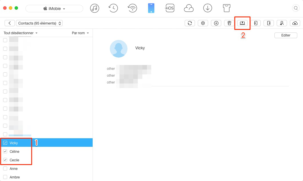 Sauvegarder des contacts iPhone sur Mac - étape 3