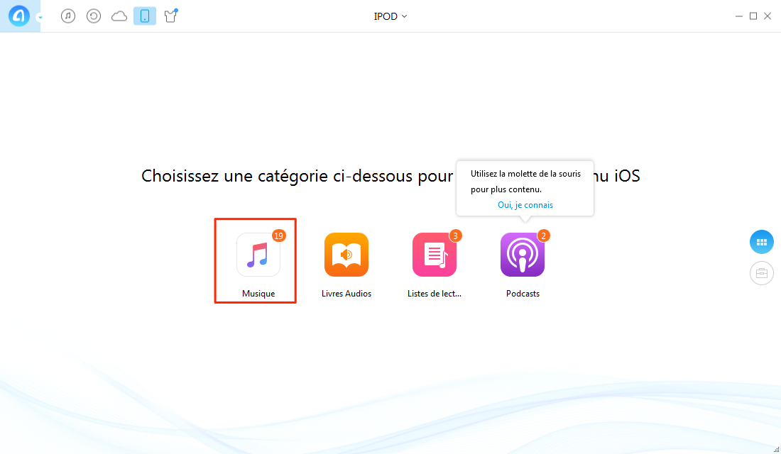 Copier les musiques d'iPod vers PC - étape 2