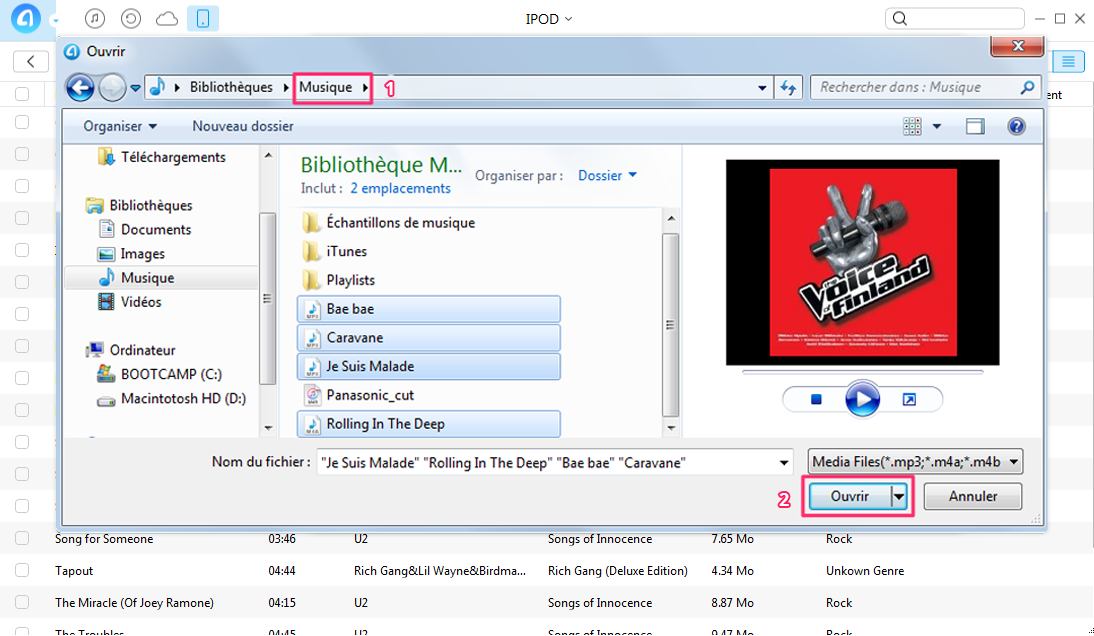 Comment transférer musique PC vers iPod – étape 2