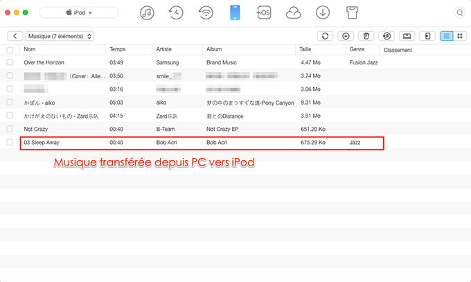 transférer la musique iphone à itunes pc installer
