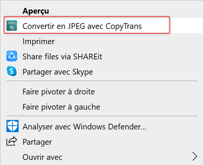 Convertir en JPEG avec CopyTrans
