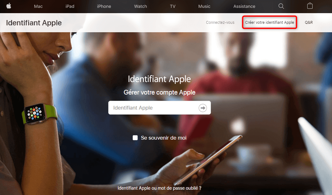 Page d’accueil du site d’Apple ID