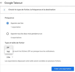 Créer une exportation