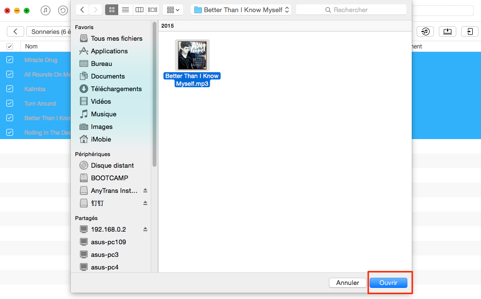 Convertir musique en sonnerie sur iPhone avec AnyTrans - étape 3