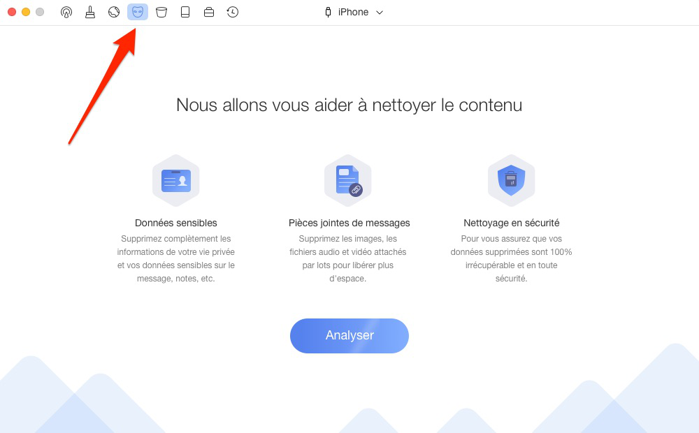 Supprimer les messages et les fichiers joints sur iPhone – étape 1