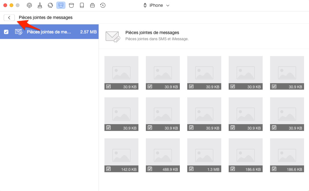 Supprimer les messages et fichiers joints sur iPhone avec PhoneClean– étape 4