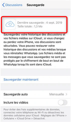 Restauration du contenu WhatsApp via iCloud