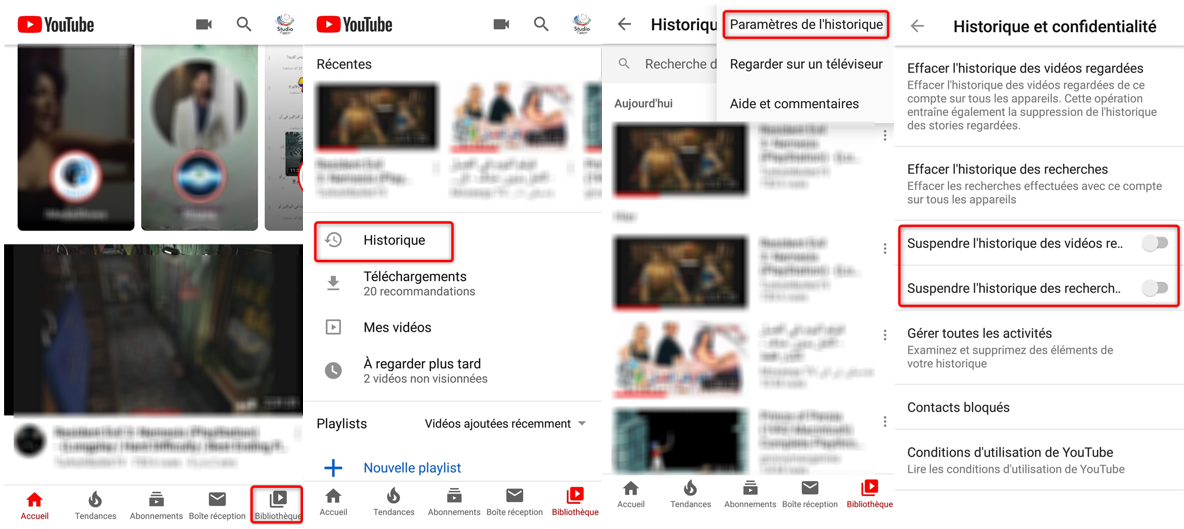 Désactiver l’historique YouTube via l’application YouTube sur Android