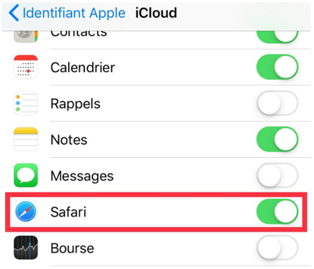 Désynchronisation de Safari via iCloud