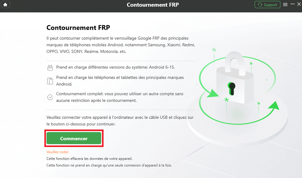 Cliquer sur commencer