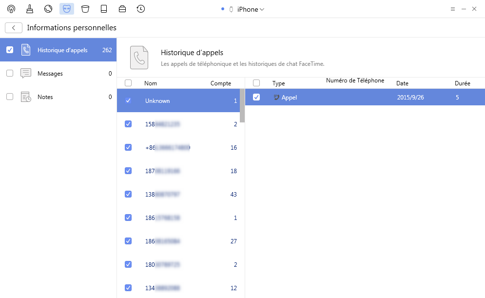 Effacer complètement l'historique des appels sur l'iPhone – étape 3