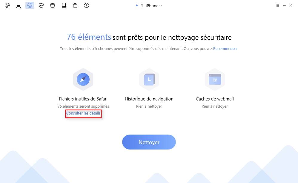 Consultez les détails pour choisir l' historique de Safari sur votre iPhone - étape 2