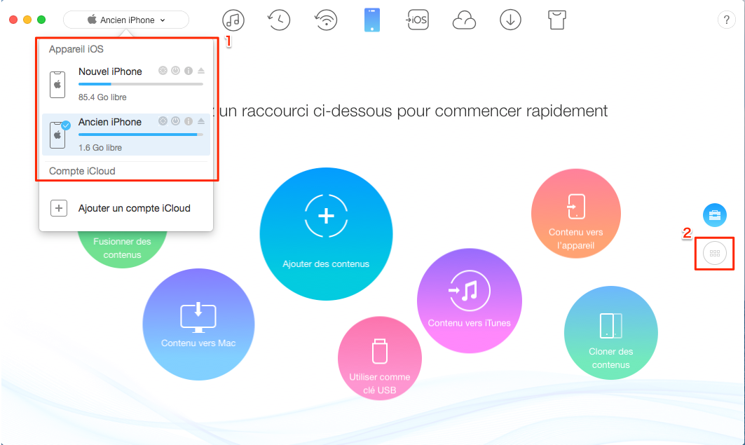 Envoyer des sonneries iPhone vers iPhone - étape 1