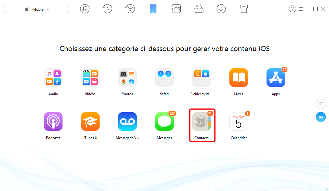 Exporter les contacts de l'iPhone 6/6s (Plus) avec AnyTrans pour iOS – étape 2