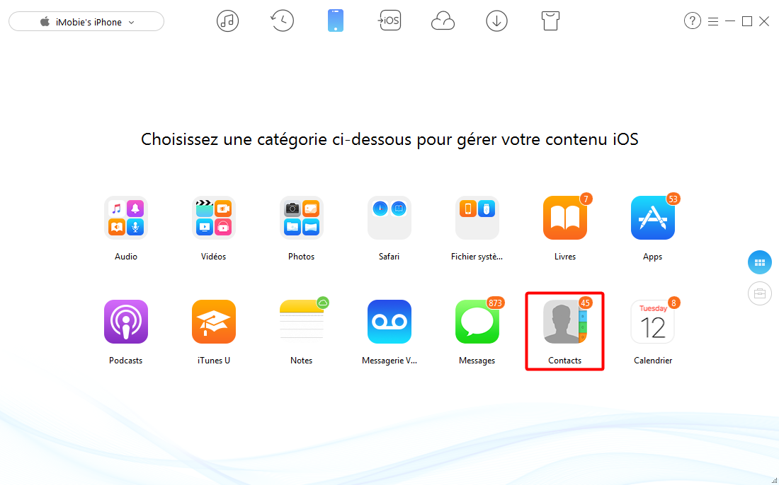 Comment exporter contacts iPhone en vCard avec AnyTrans pour iOS – étape 1