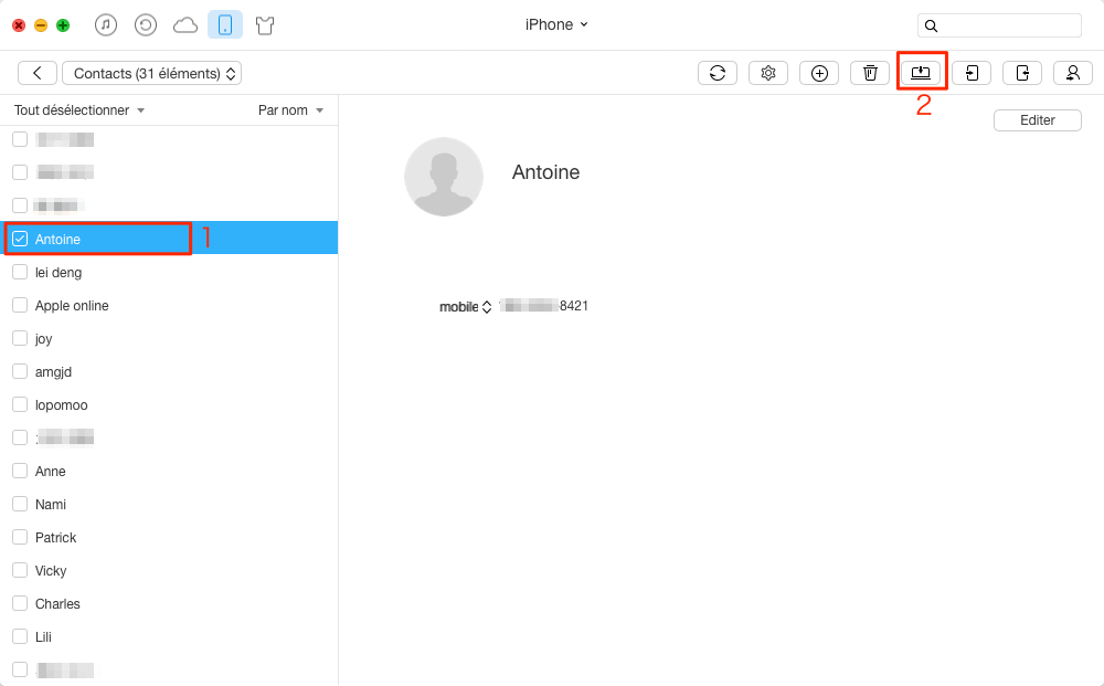 Comment exporter les contacts iPhone vers ordinateur – étape 4
