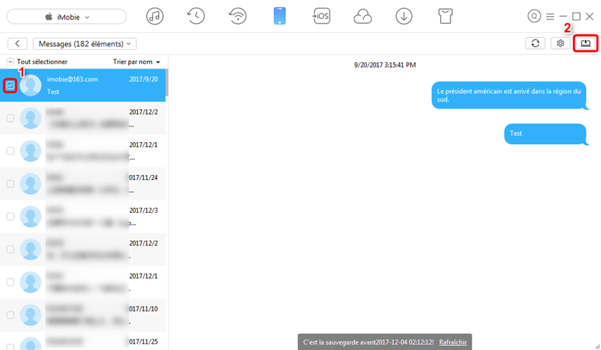 Comment transférer les SMS iPhone vers l'ordinateur - étape 3