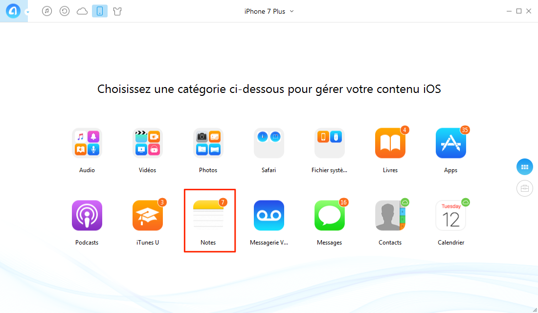 Comment exporter les notes iPhone 7 vers PC – étape 2