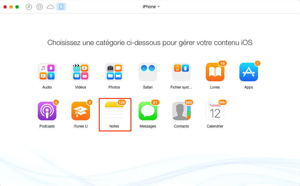 Exporter facilement les notes iPhone vers ordinateur - étape 3