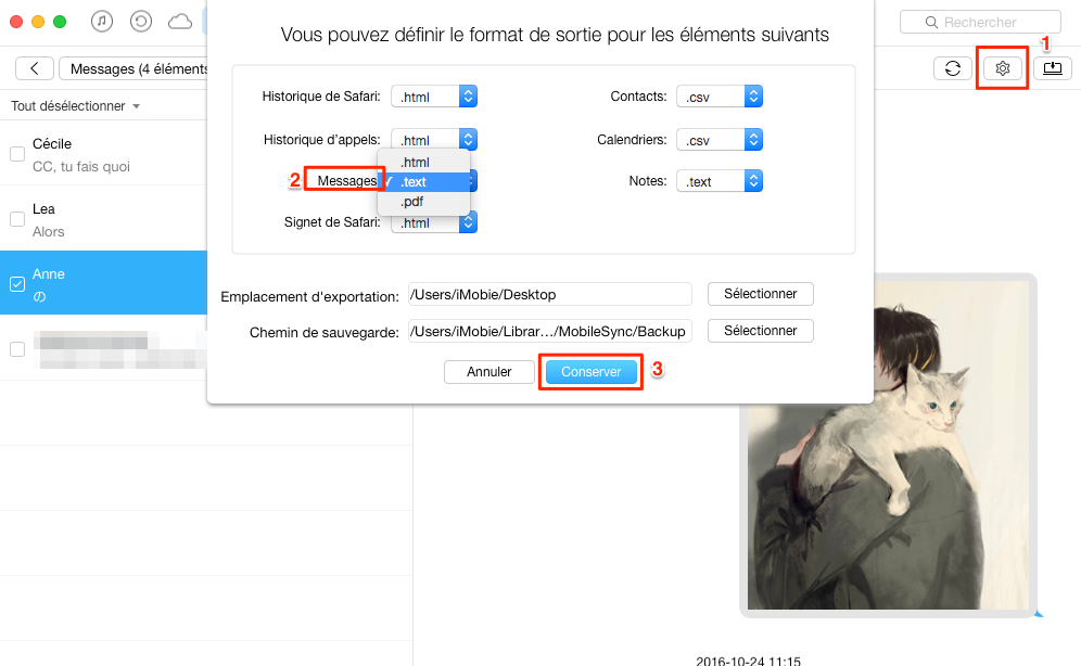 Comment exporter les messages iPhone 7 (Plus) vers ordinateur – étape 3