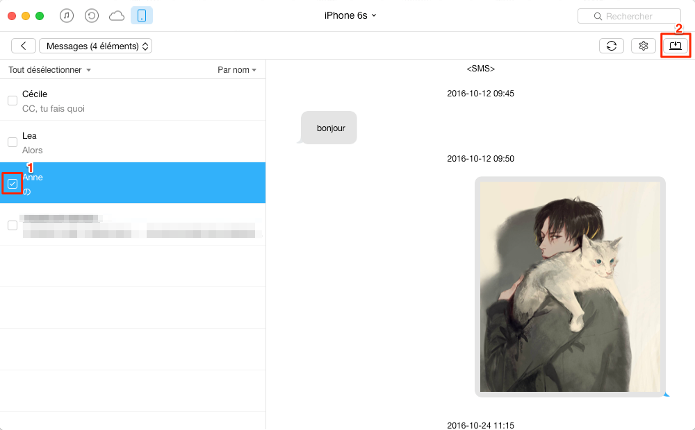 Exporter des SMS iPhone 6 /6s à l'ordinateur avec AnyTrans – étape 3