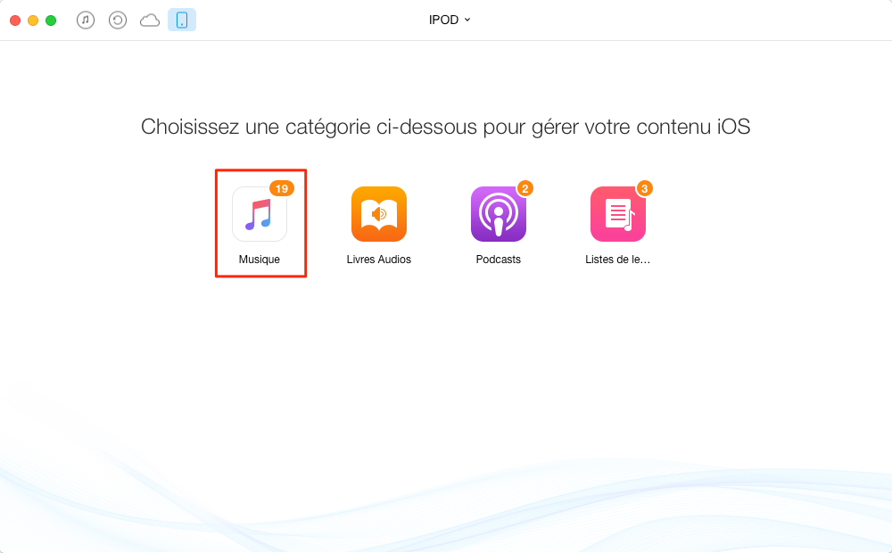 Extraire de la musique d'iPod vers l'ordinateur - étape 2