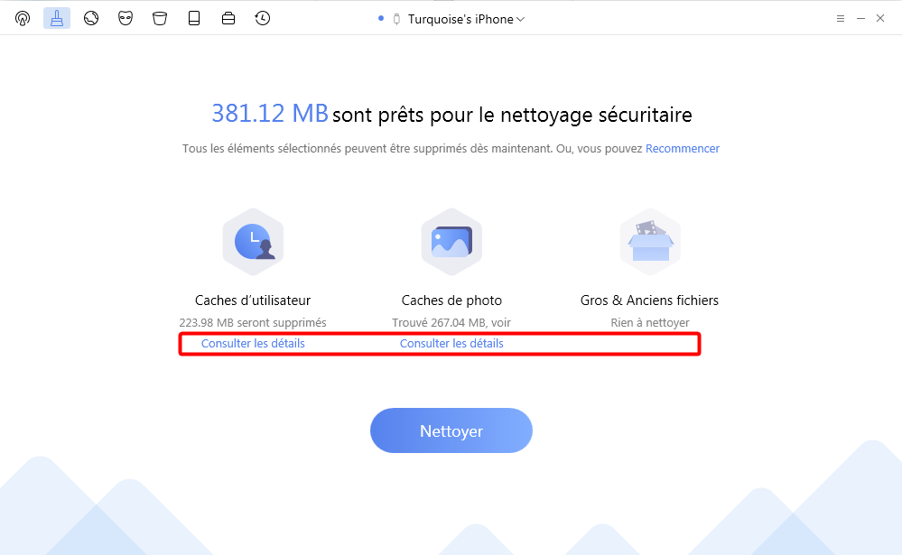  Libérer facilement de l'espace sur iPhone – étape 2