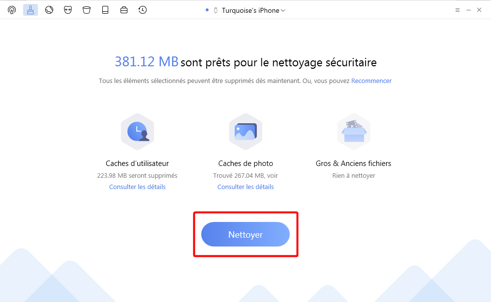 libérer de l'epace de stockage sur iDevice – étape 3