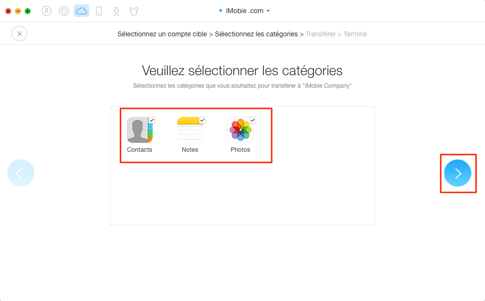 Fusionner des comptes iCloud en un seul – étape 4
