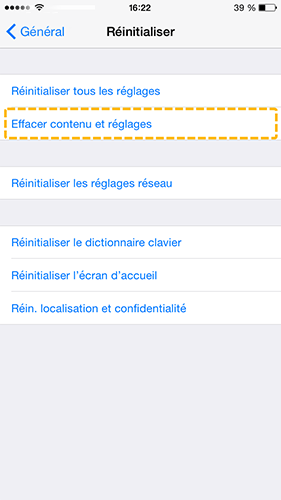 Réinitialiser votre appareil