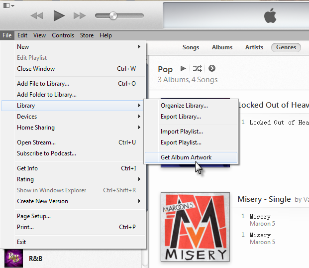 ajouter les illustrations manquantes par l'iTunes 11 1