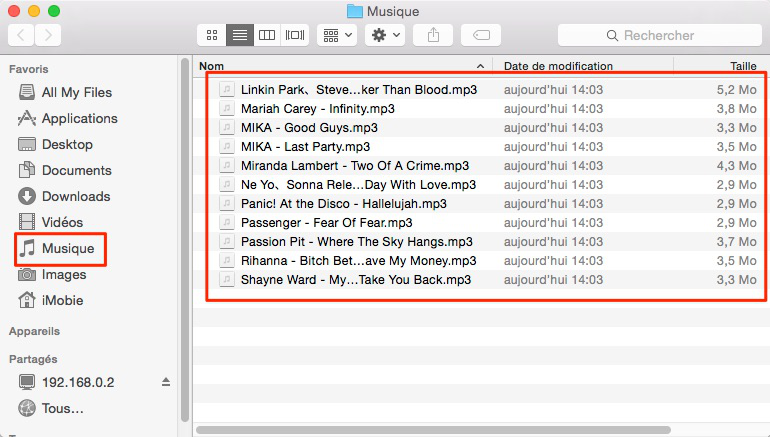 Comment transférer musique iPhone vers Mac – étape 4