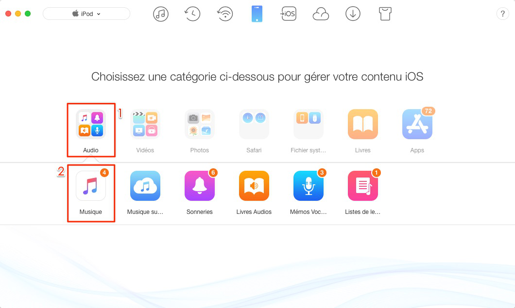 Transférer musique iPod vers Mac avec facilité – étape 2