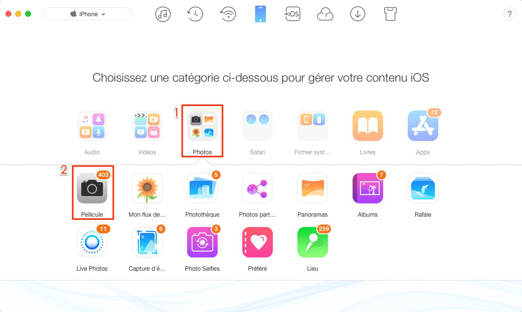 comment importer photos iphone mac