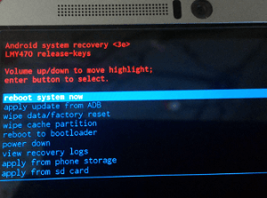 htc choisir redemarrer systeme