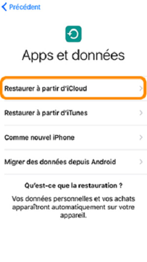 iCloud-restaurer à partir d'iCloud
