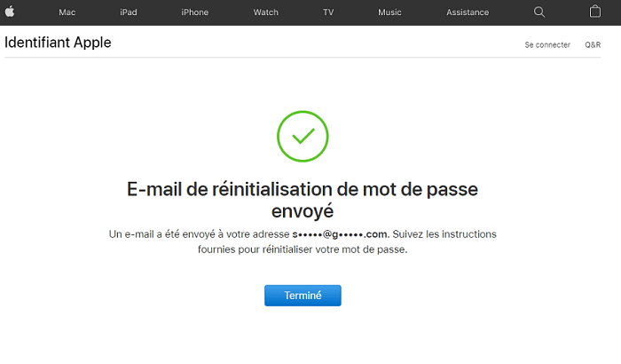 Réinitialisation avec succès