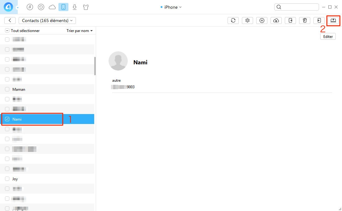 Comment importer les contacts d’iPhone vers ordinateur – étape 3