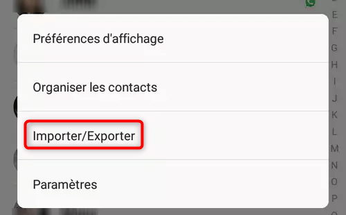 Activation de l’exportation des contacts