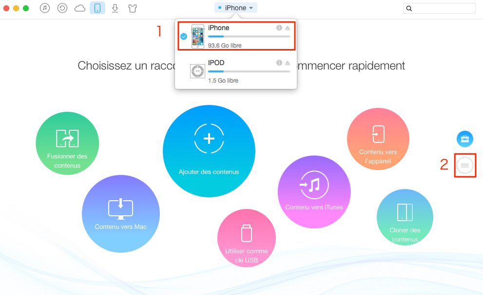 Comment importer de la musique iPhone 4/5/6/7/SE vers iPod – étape 1
