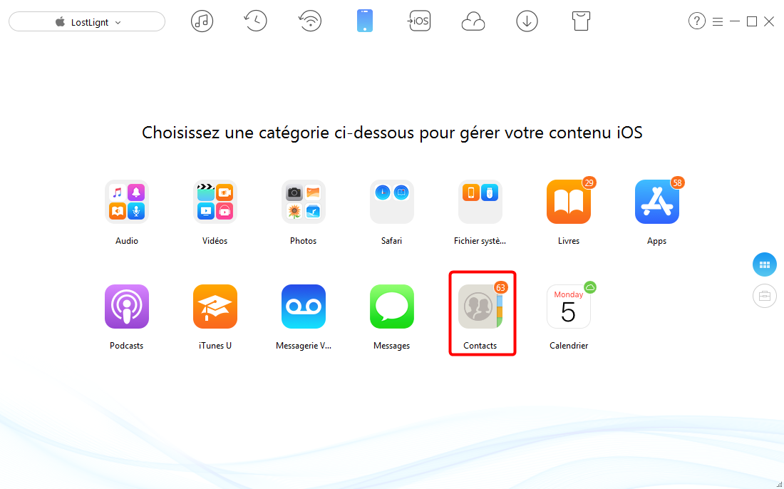 Comment importer vCard sur iPhone facilement – étape 1